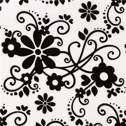 white Riley Blake fabric with flowers & embellishments 1