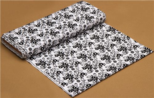 white Riley Blake fabric with flowers & embellishments 3