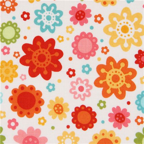 white Riley Blake flower fabric from the USA Fabric by Riley Blake ...