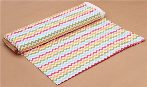 white Riley Blake knit fabric Girl with colorful Chevron pattern 4