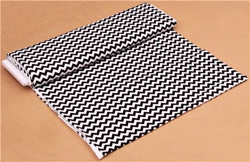 white Riley Blake knit fabric with black Chevron pattern 3