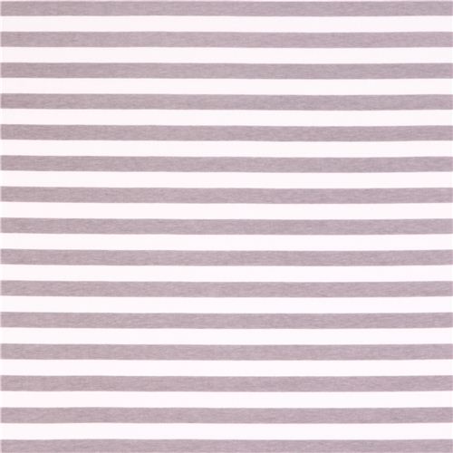 white Riley Blake knit fabric with grey thin stripes 2