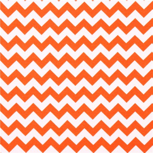white Riley Blake knit fabric with orange Chevron pattern 2