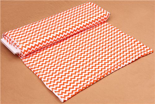 white Riley Blake knit fabric with orange Chevron pattern 3