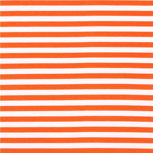 white Riley Blake knit fabric with orange thin stripes 2