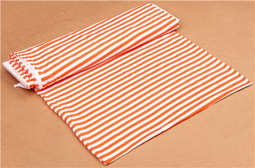 white Riley Blake knit fabric with orange thin stripes 3