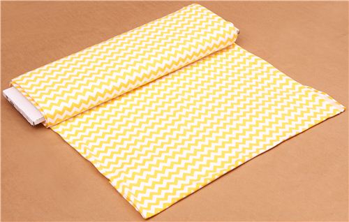white Riley Blake knit fabric with yellow Chevron pattern 3