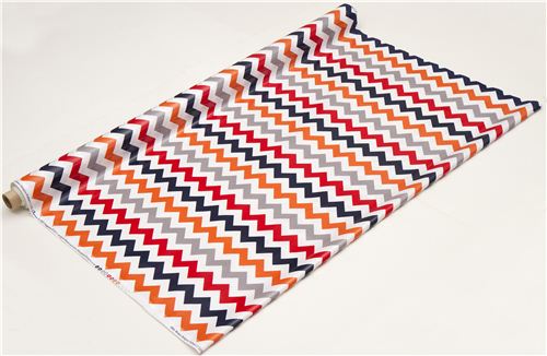 white Riley Blake laminate fabric zig-zag blue-orange 3