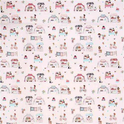 white Riley Blake market stall flower fabric 'Vintage Market' 2