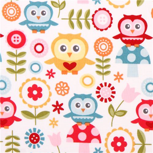 White Riley Blake Owl Forest Fabric Fine And Dandy Owl Fabric Fabric