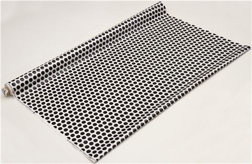 white Riley Blake polka dot laminate fabric black dots 3