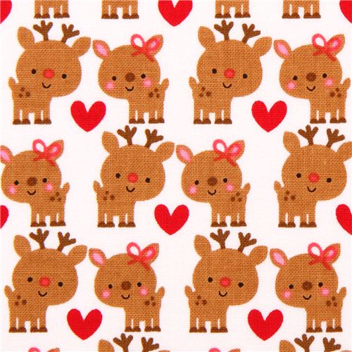 white Riley Blake reindeer Xmas fabric 'Santa Express' 1