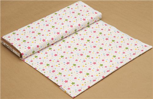 white Riley Blake star fabric from the USA pink-green 3