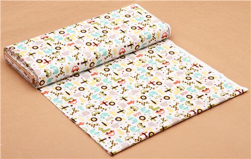 white Riley Blake toy animal fabric Oh Boy 5
