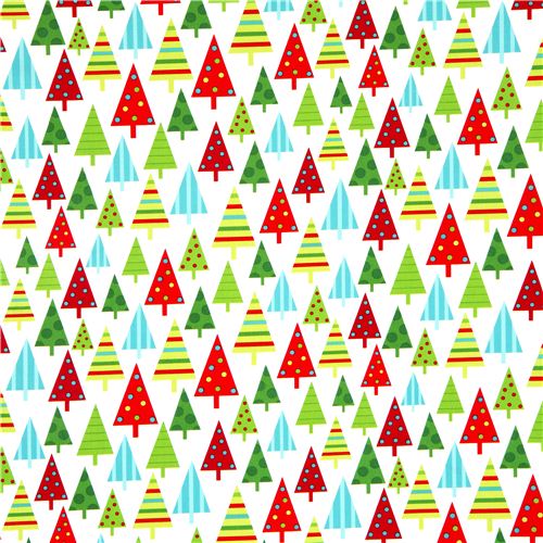 white Robert Kaufman Christmas fabric with fir tree Fabric by Robert ...