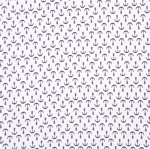 white Robert Kaufman anchor blue Laguna Jersey knit fabric 2