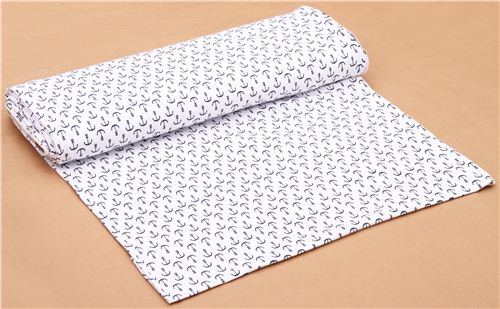 white Robert Kaufman anchor blue Laguna Jersey knit fabric 3