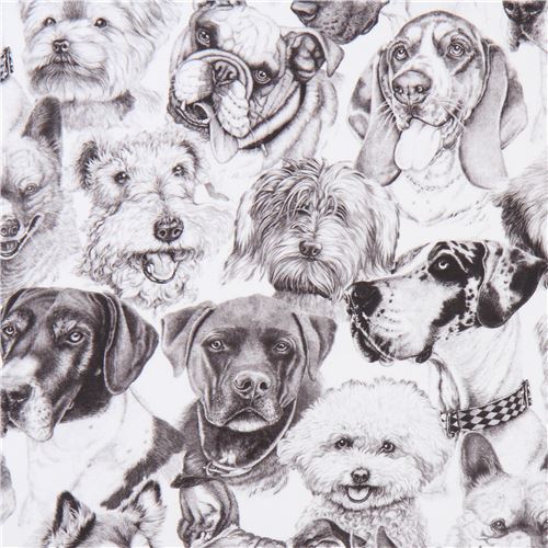 Dogs Faces in White from Whiskers and Tails --- Robert Kaufman Fabrics –  Three Little Birds Sewing Co.