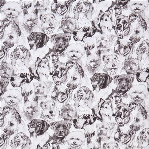 Robert Kaufman Fabric Whiskers and Tails Dog Faces in Color White, Choose  Your Cut, Cotton Quilt Fabric 