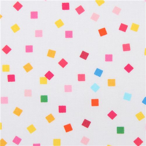 Tissu Robert Kaufman blanc avec des mini carrs multicolores, Girl Friends Tissu