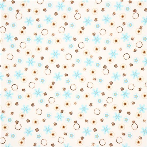 white Robert Kaufman corcle and flower flannel fabric 2