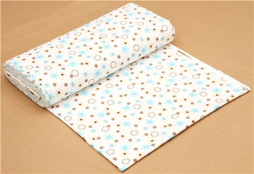 white Robert Kaufman corcle and flower flannel fabric 3