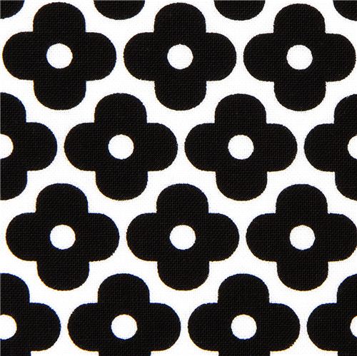 white Robert Kaufman fabric with black flowers 1