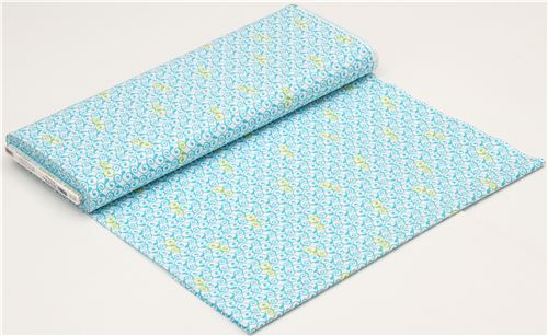 white Robert Kaufman fabric with blue ornaments 3