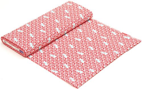 white Robert Kaufman fabric with red ornaments 3