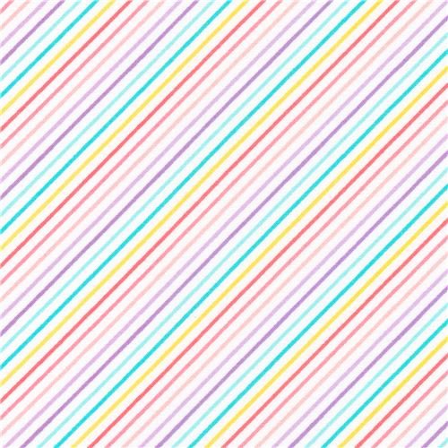 white Robert Kaufman fabric with thin rainbow stripes Fabric