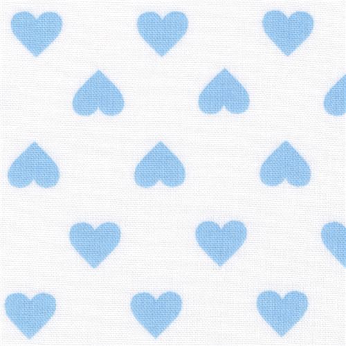 white Robert Kaufman light blue heart fabric Sevenberry Classiques ...
