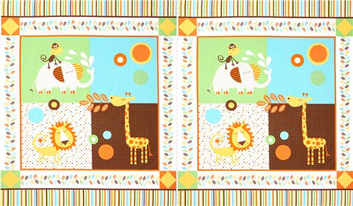 white Safari animal panel fabric by Northcott Studio 2