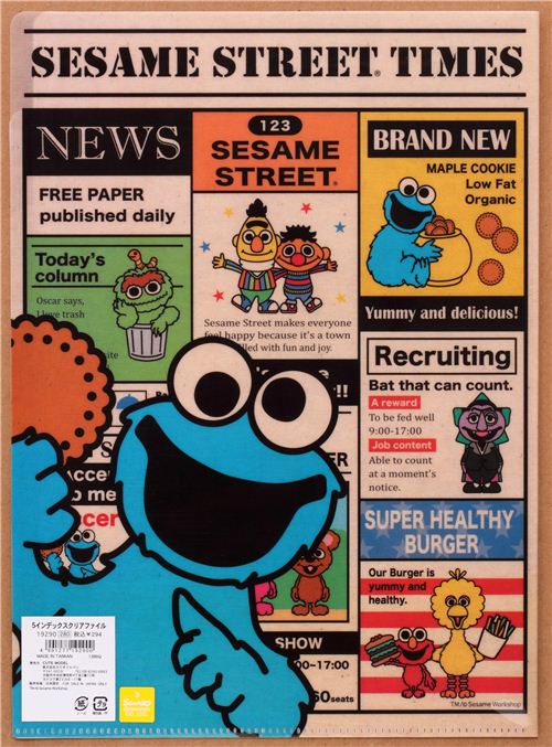 white Sesame Street newspaper 5pocket A4 file folder modeS4u