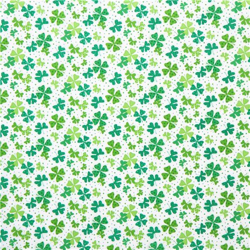 white Shamrocks & Clovers fabric Timeless Treasures 2