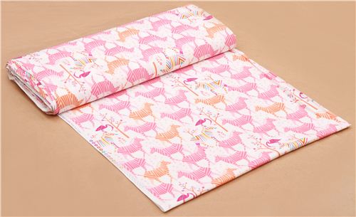 white Show Your Colors Origami zebra fabric pink-orange Michael Miller USA 3