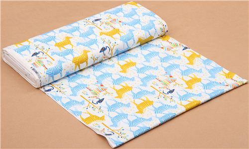 white Show Your Colors Origami zebra fabric yellow-blue Michael Miller USA 3