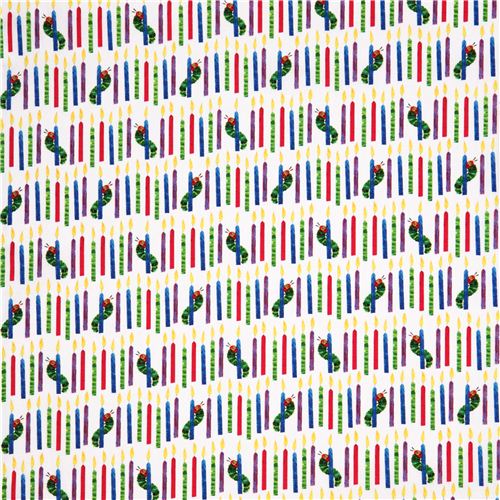 white The Very Hungry Caterpillar candle fabric Andover USA 3