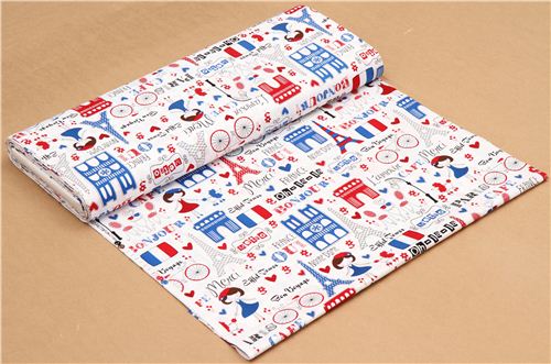 white Timeless Treasures Paris France fabric 3