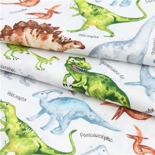 white Timeless Treasures fabric with dinosaurs - modeS4u