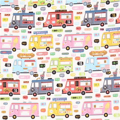 wei�er Timeless Treasures Imbisswagen Stoff Hot Dog 2