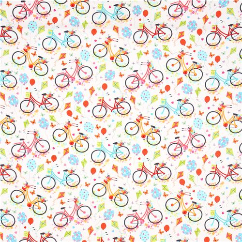 white Timeless Treasures ladies bicycle fabric kite balloon 2