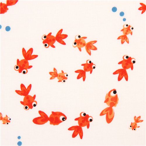 white Timeless Treasures mini goldfish animal fabric Fabric by Timeless  Treasures - modeS4u