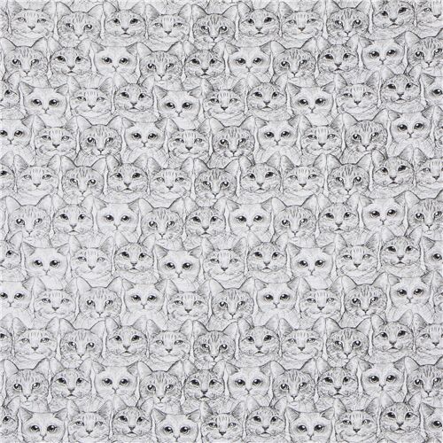 white Timeless Treasures packed cat knit fabric modeS4u