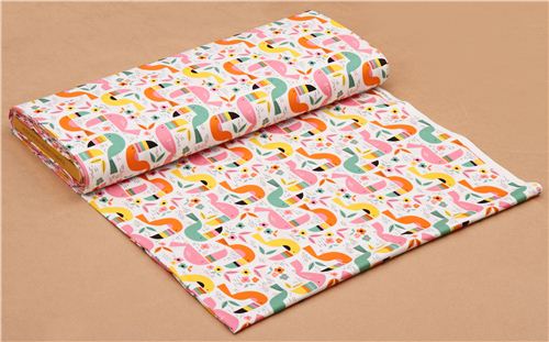 white Toucan Zoo bird animal fabric by Alexander Henry 3