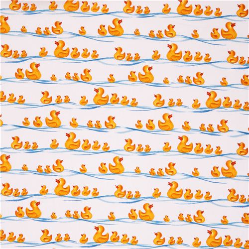 weißer Tub Time Bade Ente Stoff Robert Kaufman 2