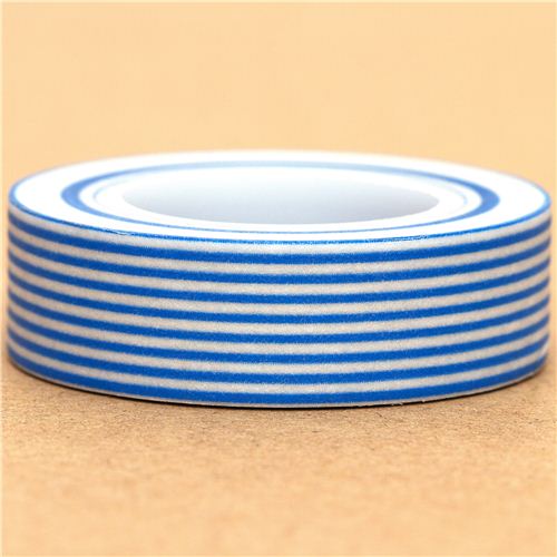 white Washi Masking Tape deco tape blue stripes Washi Tapes Deco