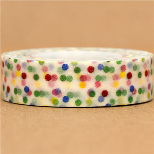 white Washi Tape deco tape colourful dots modeS4u