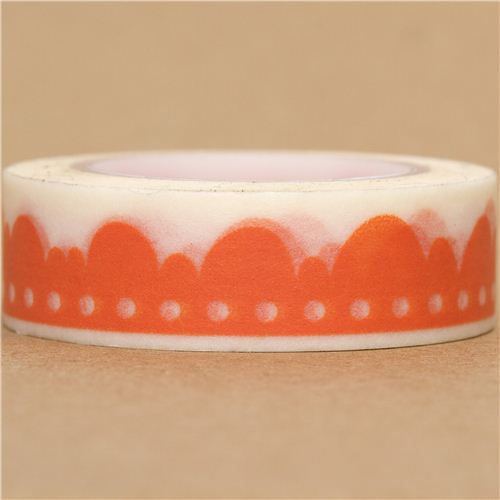 white Washi Masking Tape deco tape with orange border Washi Masking