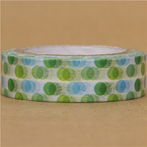white Washi Tape deco tape with polka dots green Washi Tape