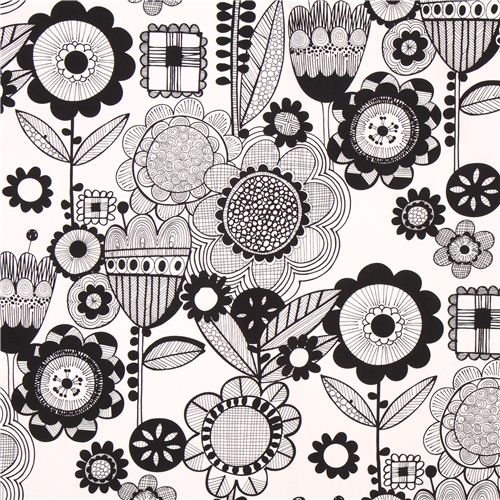 white Wild Flower geo flower fabric Alexander Henry Fabric